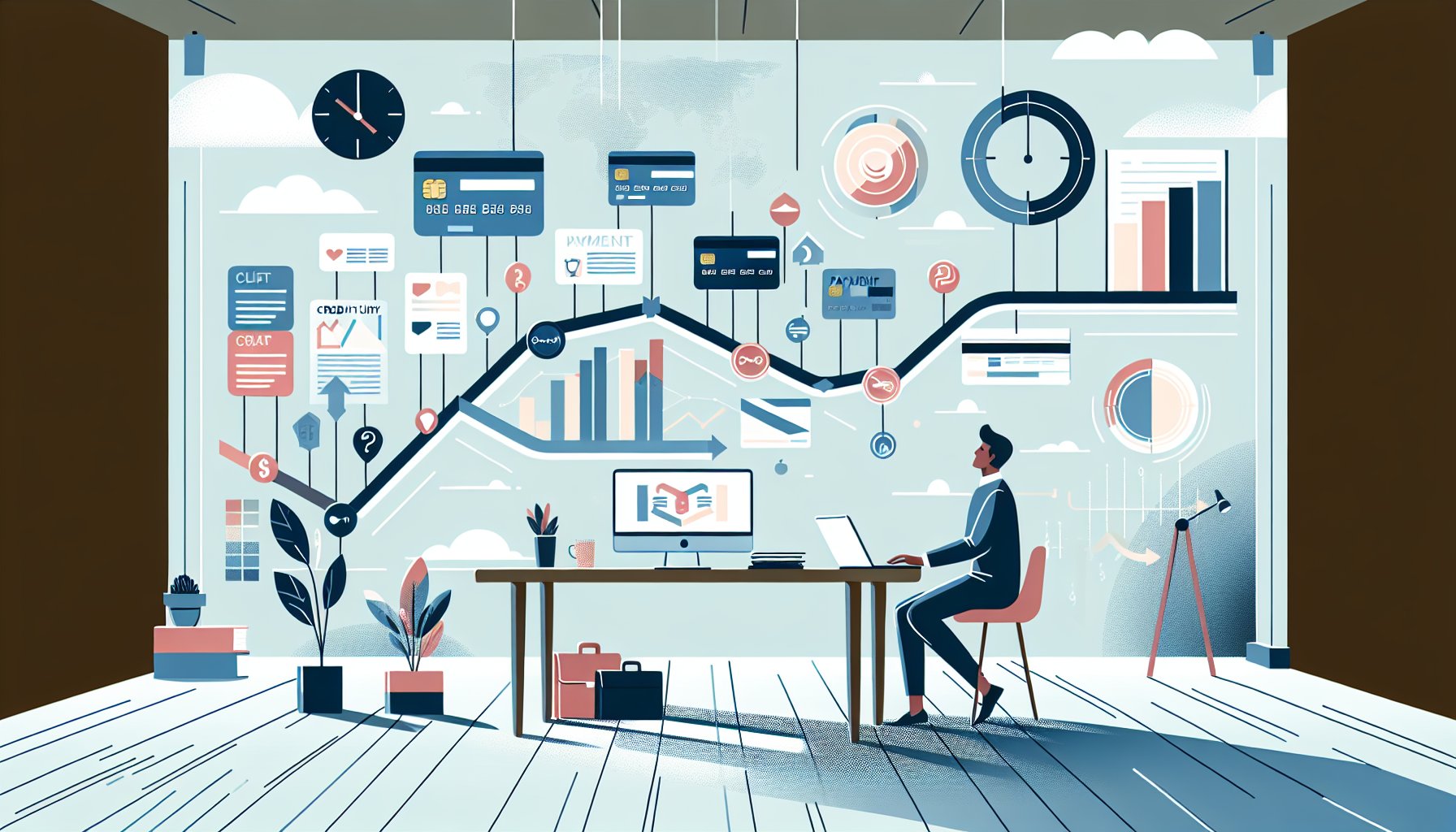 自己破産後の家計を整理しながら、いつクレジットカードを作れるか検討する様子