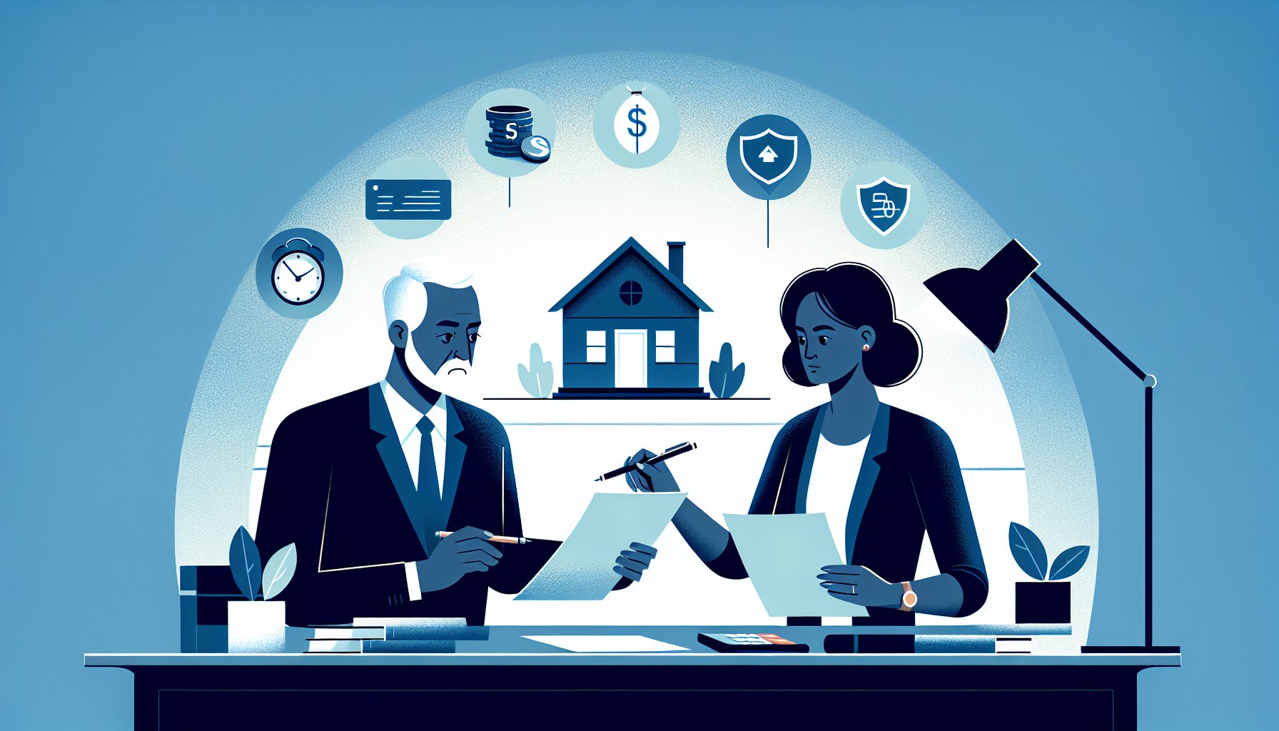 年金 受給者 自己破産 可能かを象徴し、年金収入と最低限の生活費や債務整理のバランスを示すイラスト