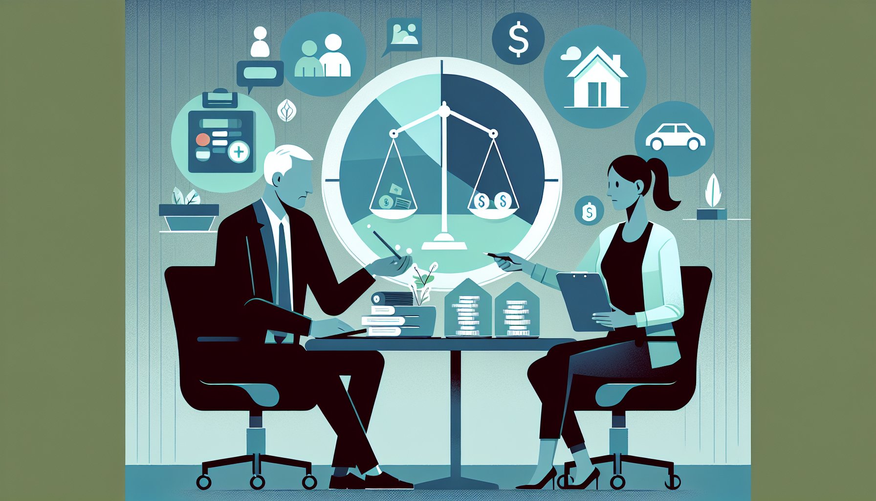 年金 受給者 自己破産 可能かを相談、収入支出や資産を専門家と整理し検討する様子