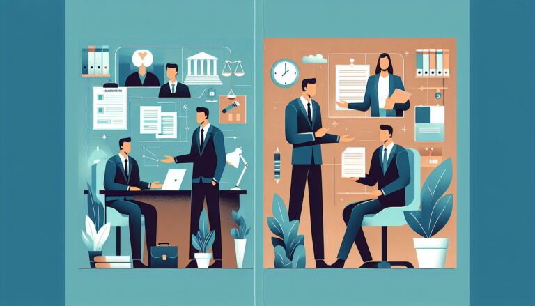 自己破産で弁護士と司法書士どっちを選ぶか、役割の違いを比較するイラスト