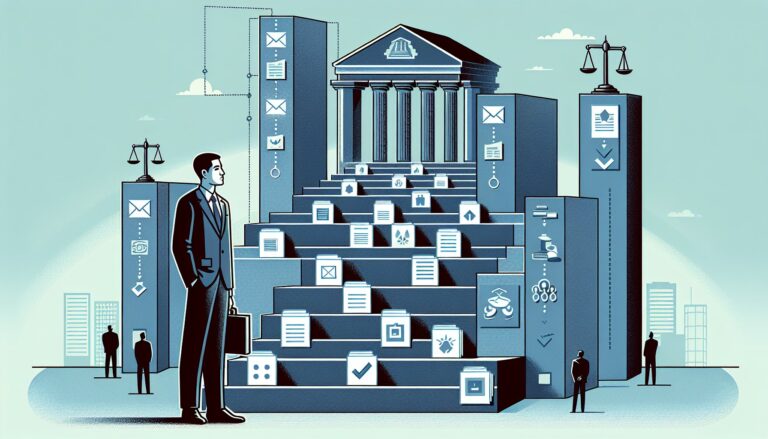 自己破産は何回までできるかを段階的な手続きと裁判所の関与で示すイラスト